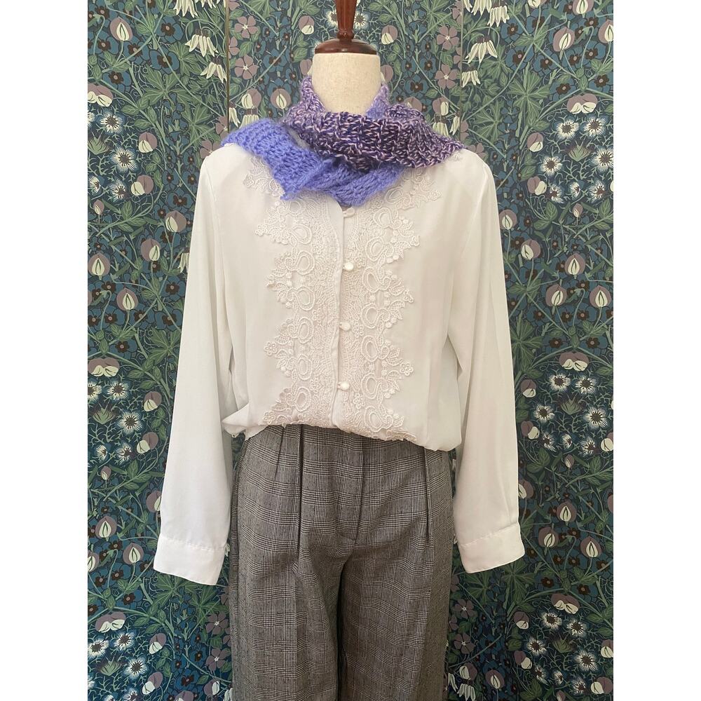 Vintage white blouse with lace appliqué, size L - Picture 6 of 6